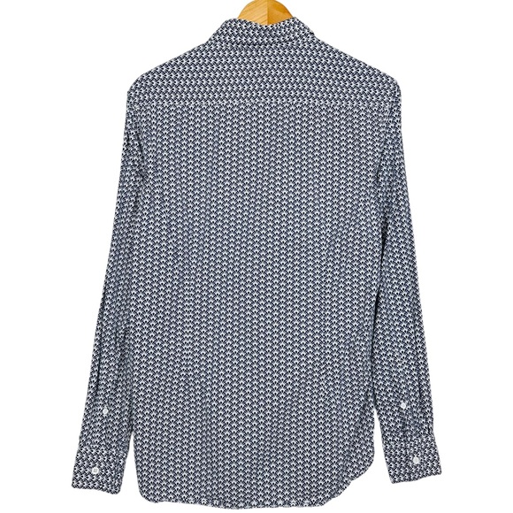 WON Woolf Original All Over Print Long Sleeve Button Up Geometric Pocket Shirt S - Picture 2 of 9